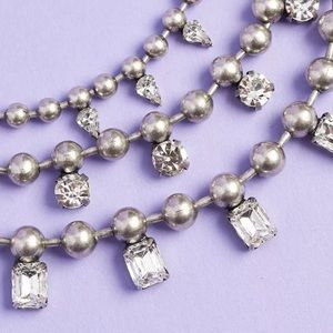NWT DANNIJO Dagny Silver Rhinestone Statement Necklace POPSUGAR Exclusive